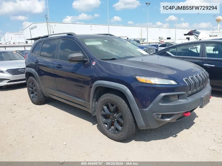 2015 Jeep Cherokee Trailhawk VIN: 1C4PJMBS5FW729294 Lot: 40405767