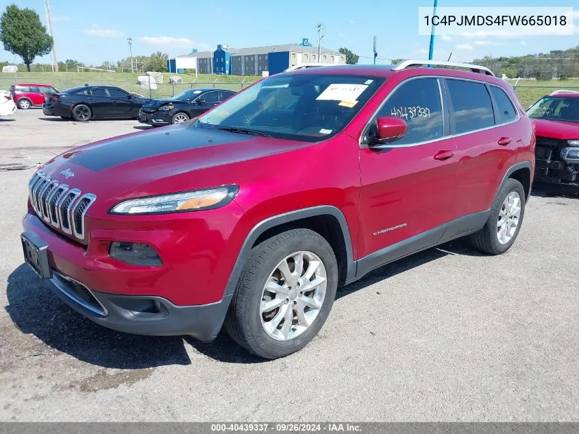 2015 Jeep Cherokee Limited VIN: 1C4PJMDS4FW665018 Lot: 40439337