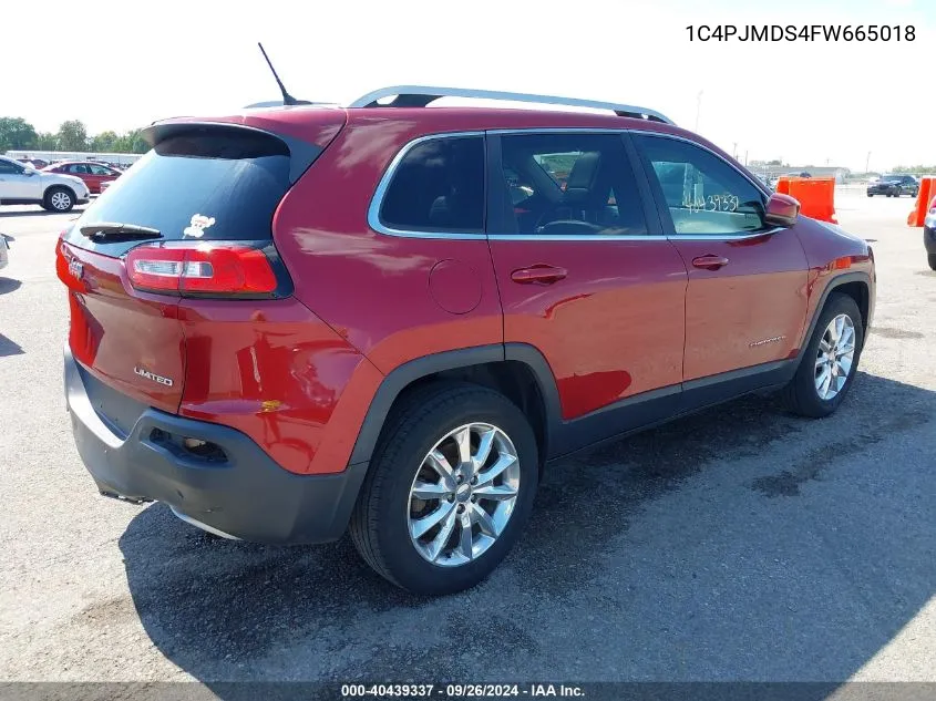 2015 Jeep Cherokee Limited VIN: 1C4PJMDS4FW665018 Lot: 40439337