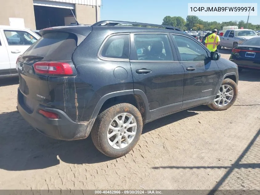 2015 Jeep Cherokee Sport VIN: 1C4PJMAB9FW599974 Lot: 40452966