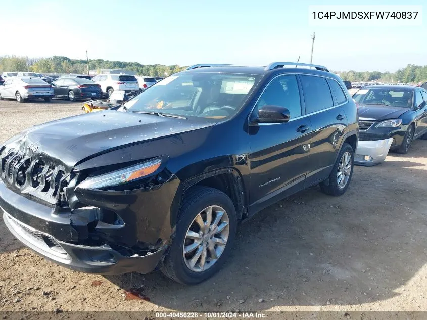 2015 Jeep Cherokee Limited VIN: 1C4PJMDSXFW740837 Lot: 40456228