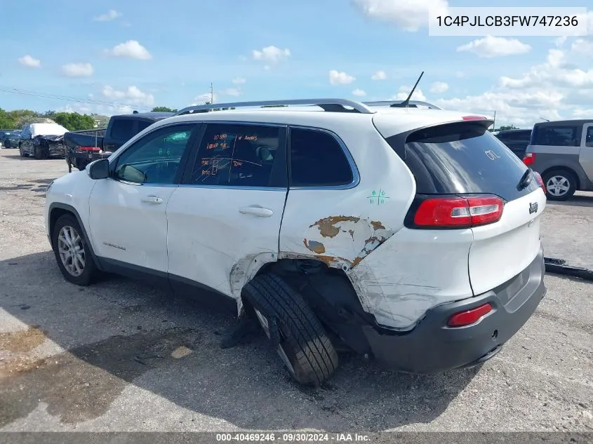 2015 Jeep Cherokee Latitude VIN: 1C4PJLCB3FW747236 Lot: 40469246