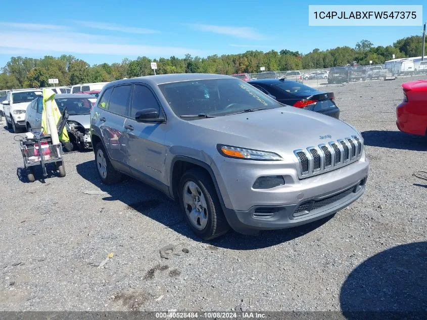 2015 Jeep Cherokee Sport VIN: 1C4PJLABXFW547375 Lot: 40528484