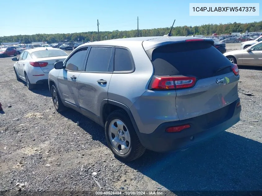 2015 Jeep Cherokee Sport VIN: 1C4PJLABXFW547375 Lot: 40528484