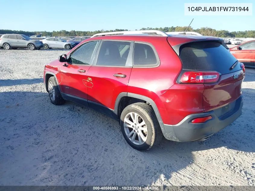 2015 Jeep Cherokee Sport VIN: 1C4PJLAB1FW731944 Lot: 40586993