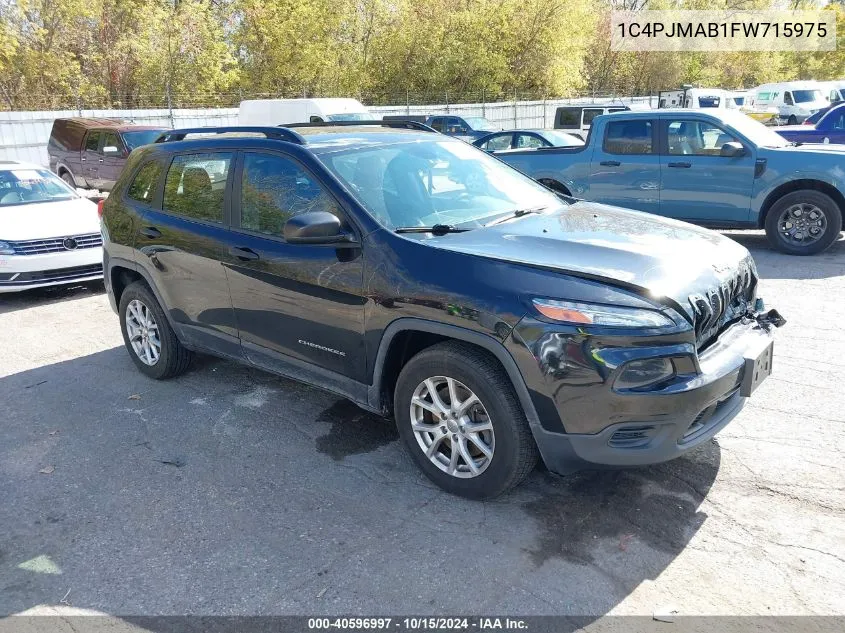 2015 Jeep Cherokee Sport VIN: 1C4PJMAB1FW715975 Lot: 40596997