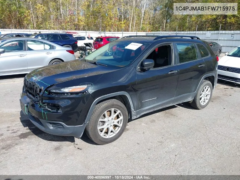 2015 Jeep Cherokee Sport VIN: 1C4PJMAB1FW715975 Lot: 40596997