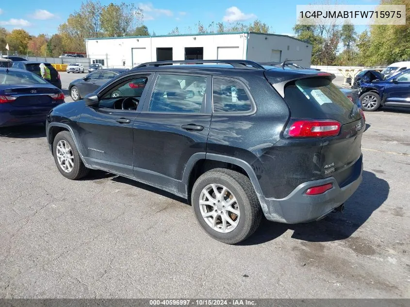 2015 Jeep Cherokee Sport VIN: 1C4PJMAB1FW715975 Lot: 40596997