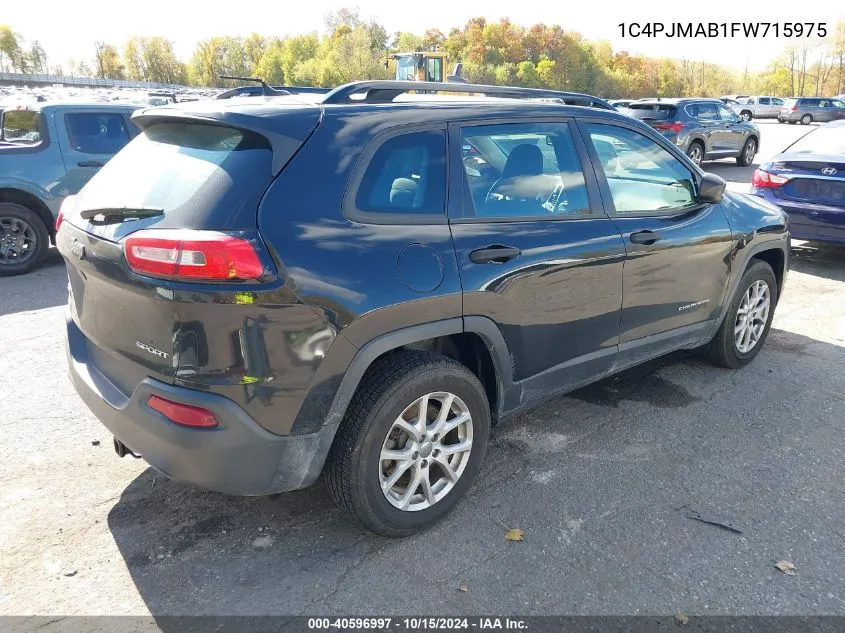 2015 Jeep Cherokee Sport VIN: 1C4PJMAB1FW715975 Lot: 40596997