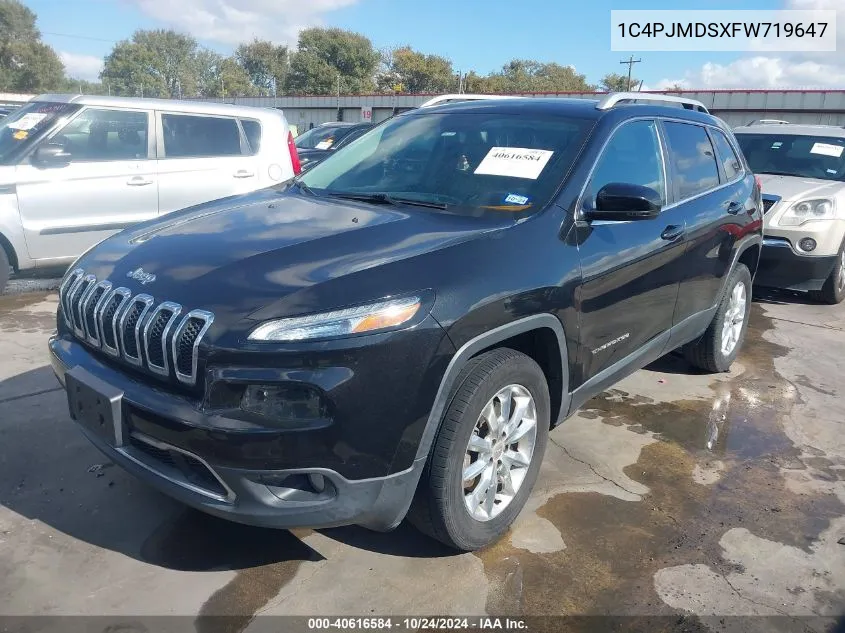 2015 Jeep Cherokee Limited VIN: 1C4PJMDSXFW719647 Lot: 40616584