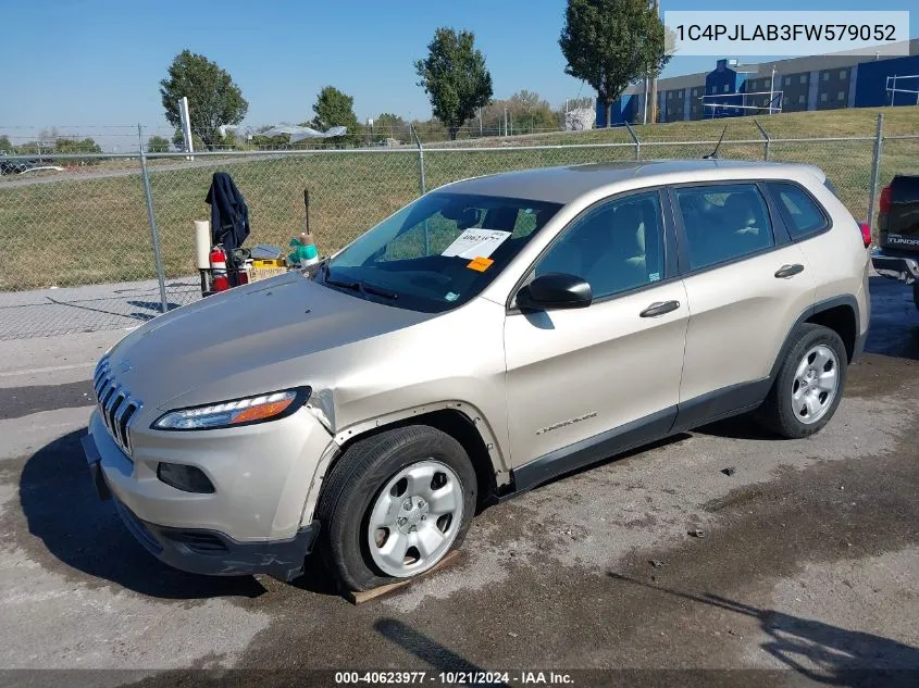 2015 Jeep Cherokee Sport VIN: 1C4PJLAB3FW579052 Lot: 40623977