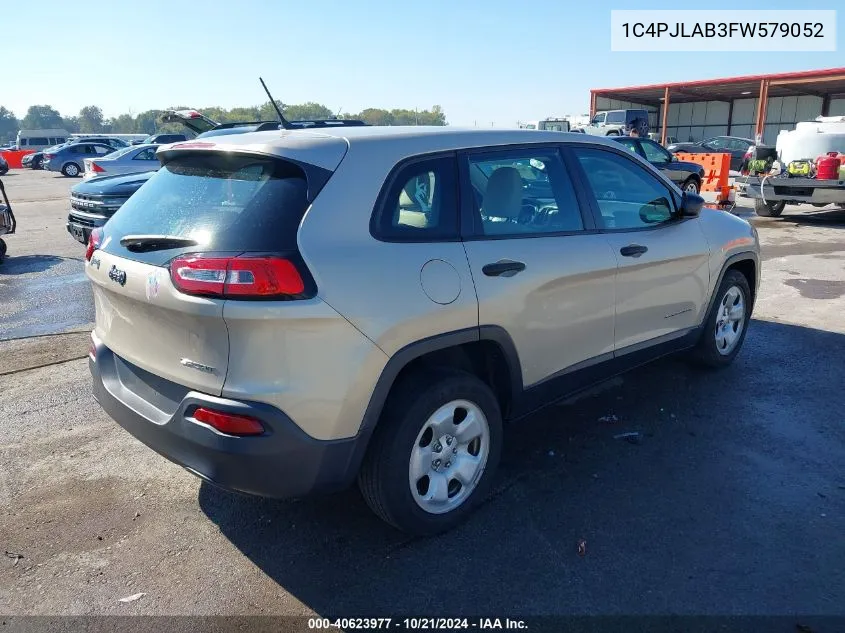 2015 Jeep Cherokee Sport VIN: 1C4PJLAB3FW579052 Lot: 40623977