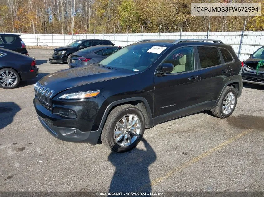 2015 Jeep Cherokee Limited VIN: 1C4PJMDS3FW672994 Lot: 40654697