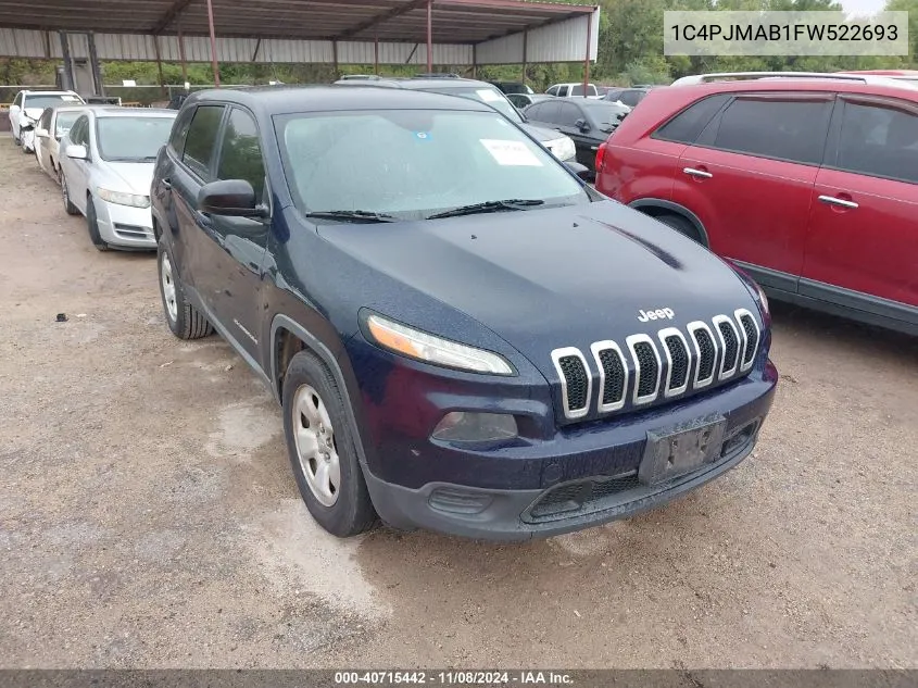 2015 Jeep Cherokee Sport VIN: 1C4PJMAB1FW522693 Lot: 40715442