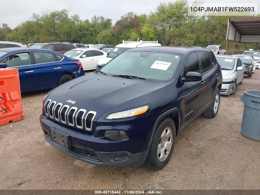 2015 Jeep Cherokee Sport VIN: 1C4PJMAB1FW522693 Lot: 40715442