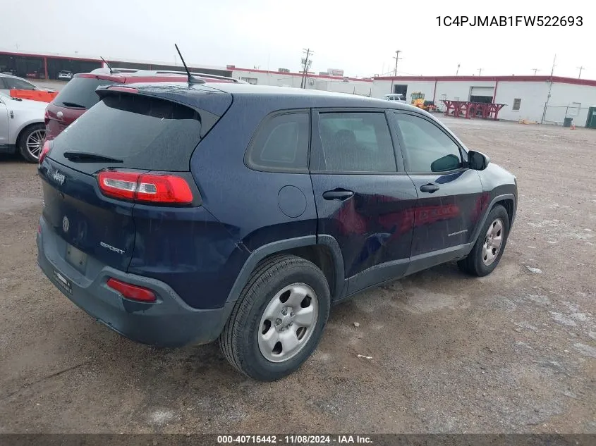 2015 Jeep Cherokee Sport VIN: 1C4PJMAB1FW522693 Lot: 40715442