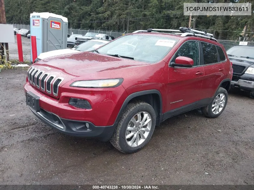 2015 Jeep Cherokee Limited VIN: 1C4PJMDS1FW533611 Lot: 40743238