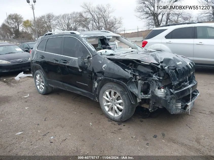 2015 Jeep Cherokee Limited VIN: 1C4PJMDBXFW551220 Lot: 40775717