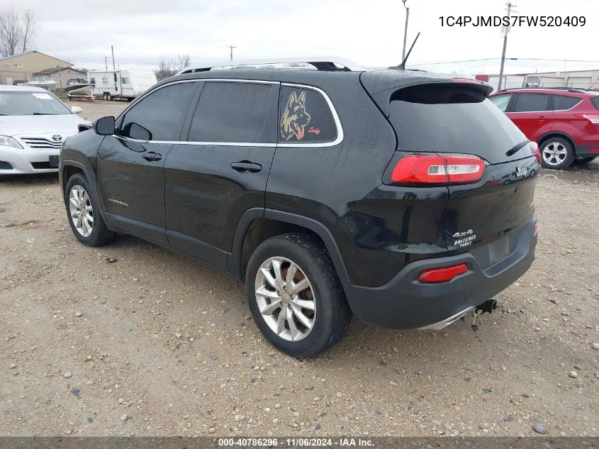 2015 Jeep Cherokee Limited VIN: 1C4PJMDS7FW520409 Lot: 40786296