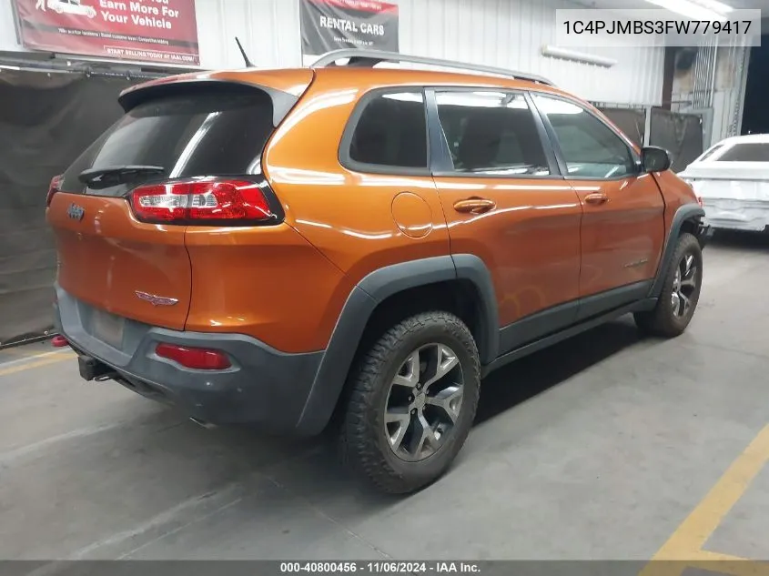 2015 Jeep Cherokee Trailhawk VIN: 1C4PJMBS3FW779417 Lot: 40800456