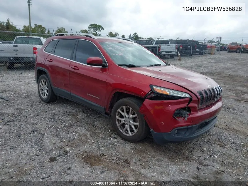 2015 Jeep Cherokee Latitude VIN: 1C4PJLCB3FW536828 Lot: 40811364