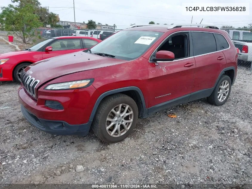 2015 Jeep Cherokee Latitude VIN: 1C4PJLCB3FW536828 Lot: 40811364