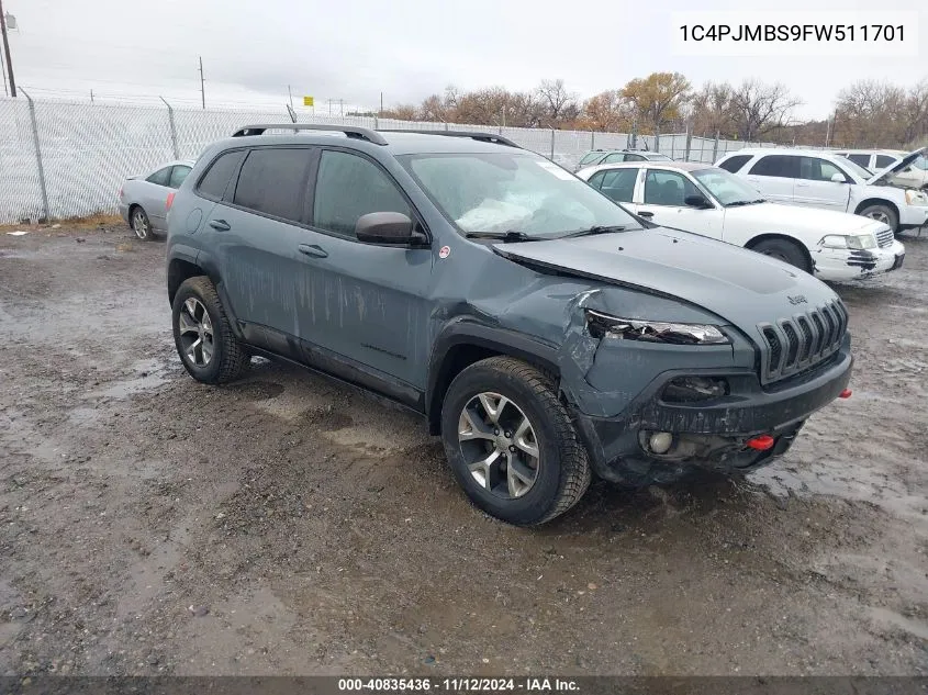 1C4PJMBS9FW511701 2015 Jeep Cherokee Trailhawk