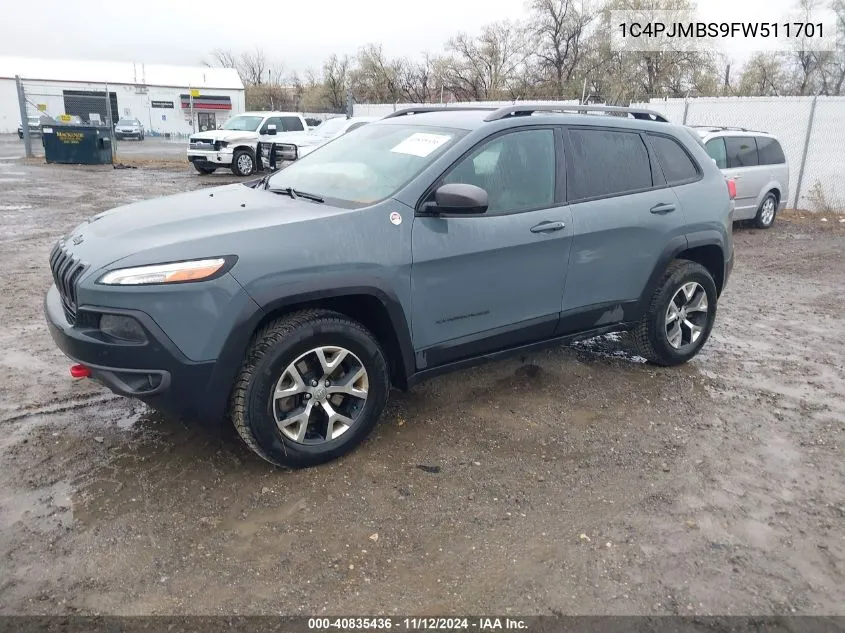 1C4PJMBS9FW511701 2015 Jeep Cherokee Trailhawk