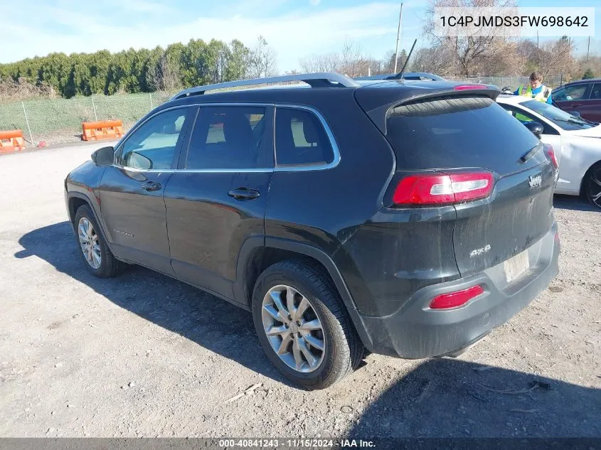 2015 Jeep Cherokee Limited VIN: 1C4PJMDS3FW698642 Lot: 40841243