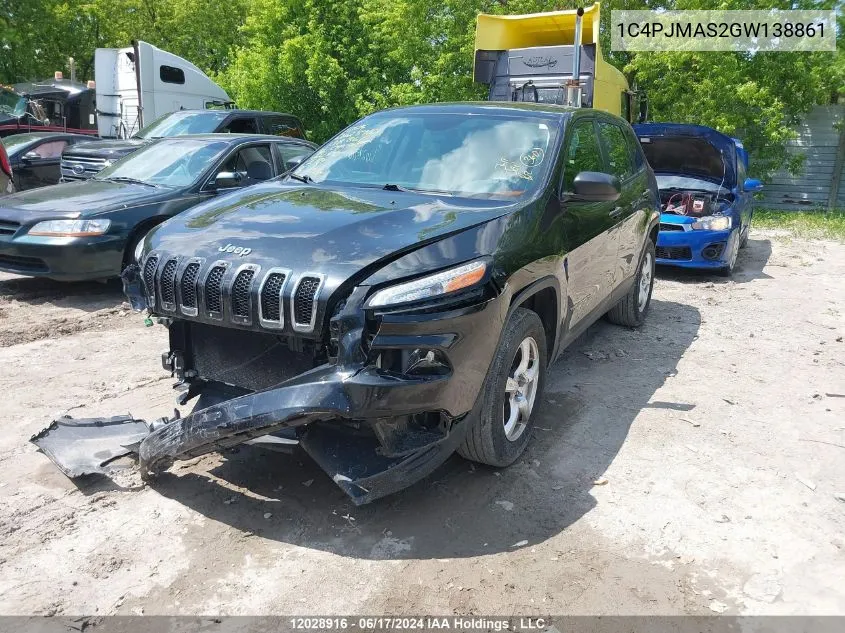 2016 Jeep Cherokee Sport VIN: 1C4PJMAS2GW138861 Lot: 12028916