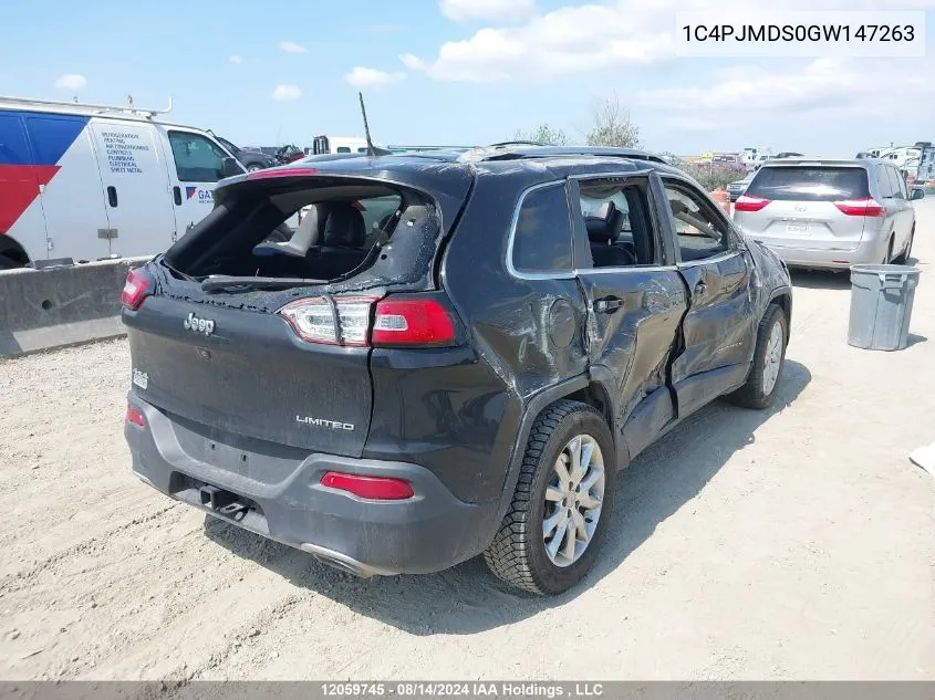 2016 Jeep Cherokee Limited VIN: 1C4PJMDS0GW147263 Lot: 12059745