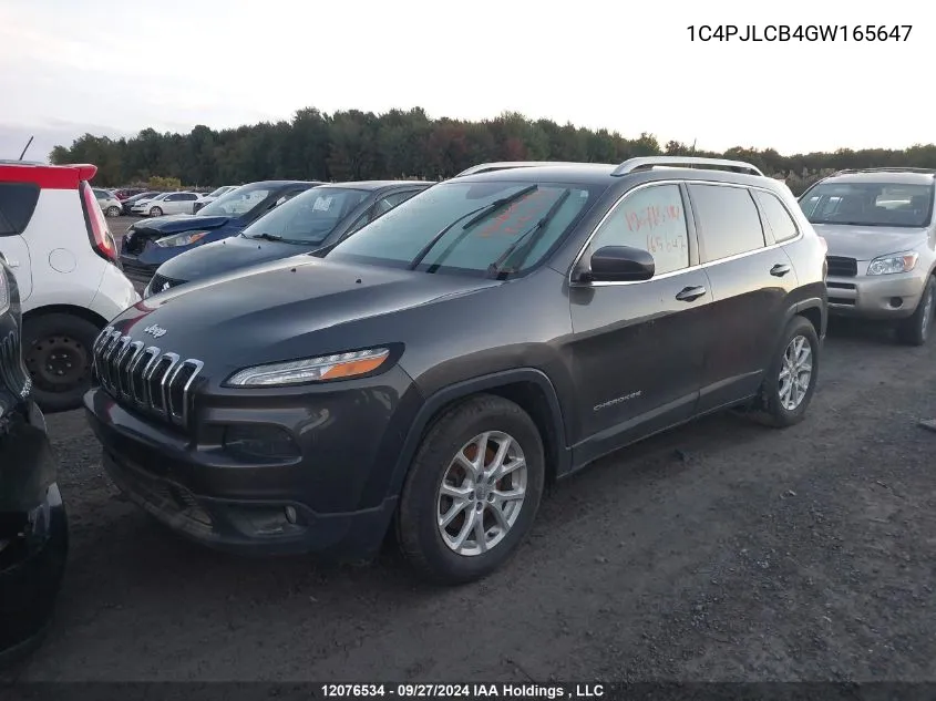 2016 Jeep Cherokee Latitude VIN: 1C4PJLCB4GW165647 Lot: 12076534