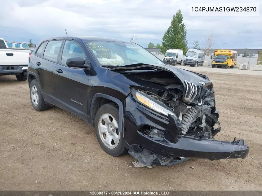 1C4PJMAS1GW234870 2016 Jeep Cherokee Sport