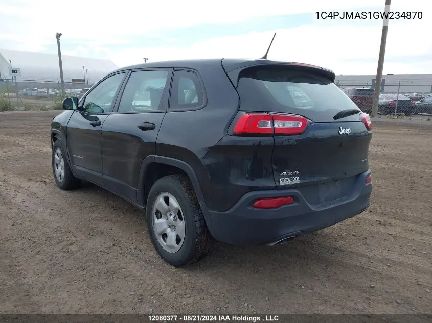 1C4PJMAS1GW234870 2016 Jeep Cherokee Sport