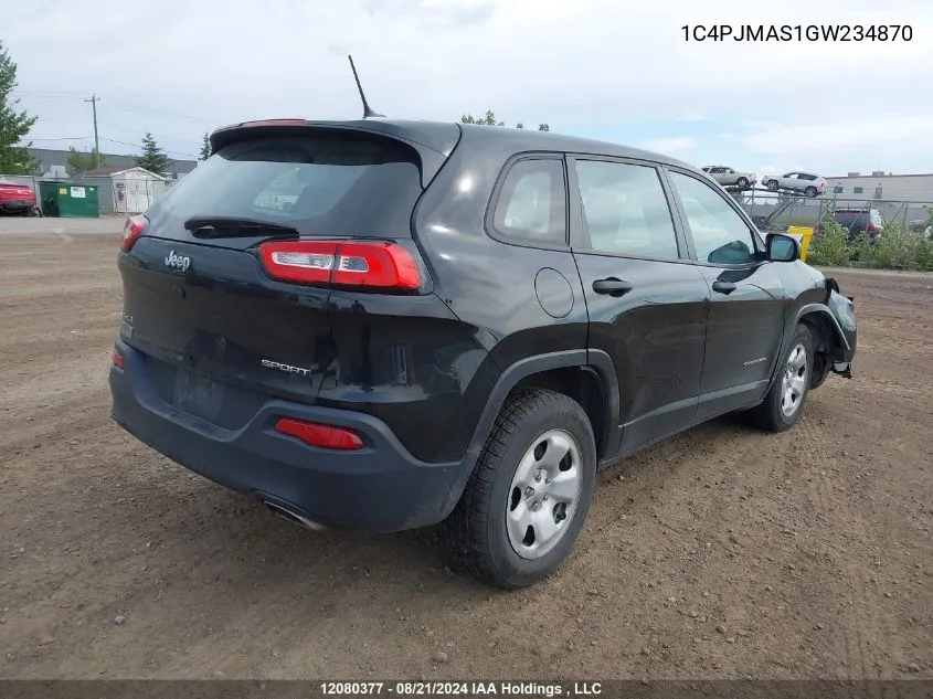 1C4PJMAS1GW234870 2016 Jeep Cherokee Sport