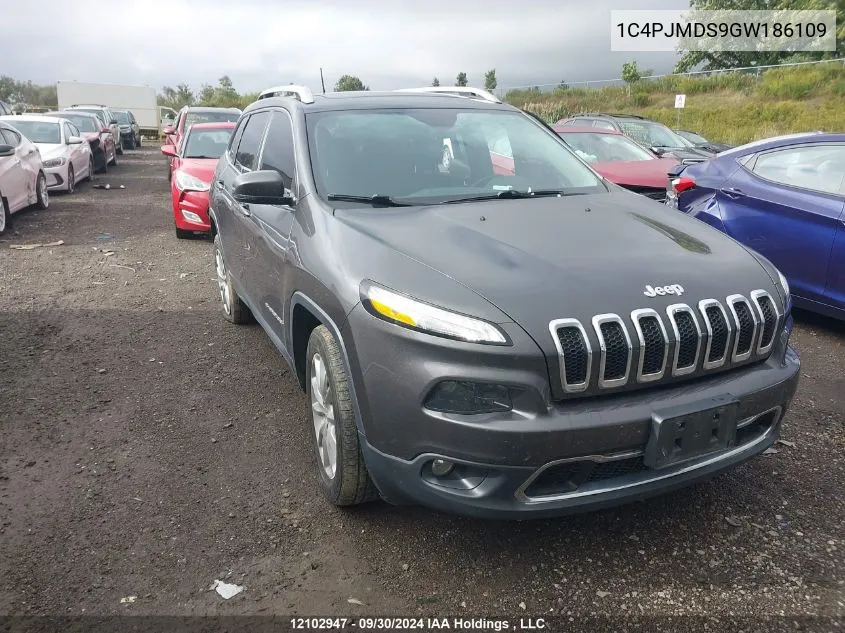 2016 Jeep Cherokee VIN: 1C4PJMDS9GW186109 Lot: 12102947