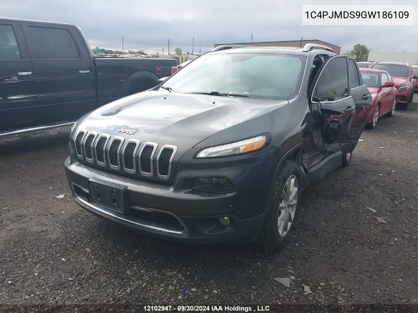 2016 Jeep Cherokee VIN: 1C4PJMDS9GW186109 Lot: 12102947