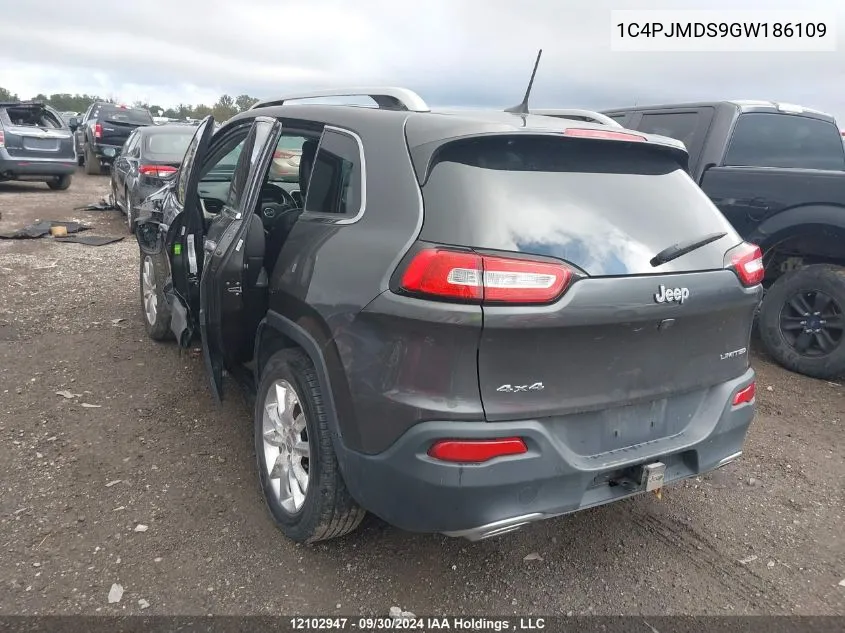 2016 Jeep Cherokee VIN: 1C4PJMDS9GW186109 Lot: 12102947