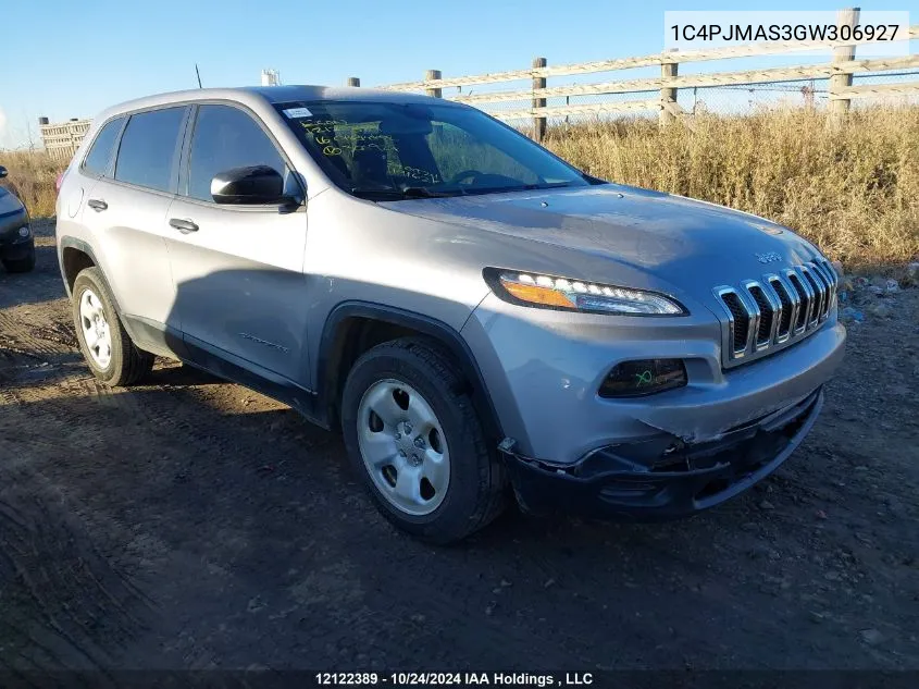 2016 Jeep Cherokee Sport VIN: 1C4PJMAS3GW306927 Lot: 12122389