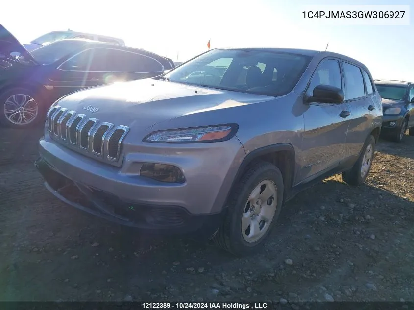 2016 Jeep Cherokee Sport VIN: 1C4PJMAS3GW306927 Lot: 12122389