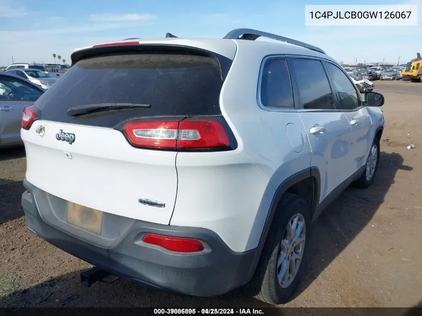 2016 Jeep Cherokee Latitude VIN: 1C4PJLCB0GW126067 Lot: 39086895