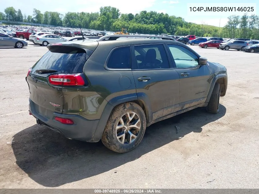 2016 Jeep Cherokee Trailhawk VIN: 1C4PJMBS8GW146025 Lot: 39748925