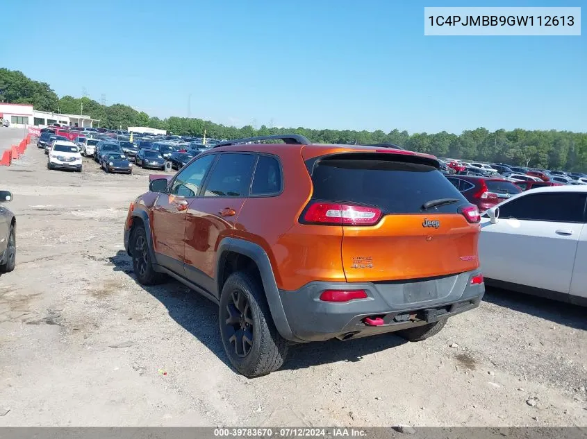 2016 Jeep Cherokee Trailhawk VIN: 1C4PJMBB9GW112613 Lot: 39783670