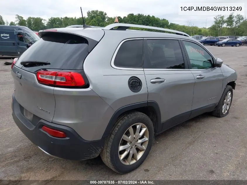 2016 Jeep Cherokee Limited VIN: 1C4PJMDB4GW313249 Lot: 39787535