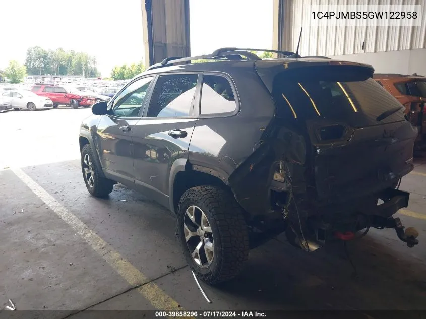 1C4PJMBS5GW122958 2016 Jeep Cherokee Trailhawk