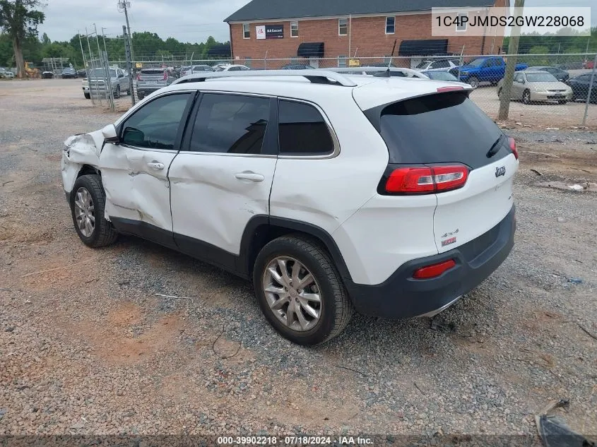 2016 Jeep Cherokee Limited VIN: 1C4PJMDS2GW228068 Lot: 39902218