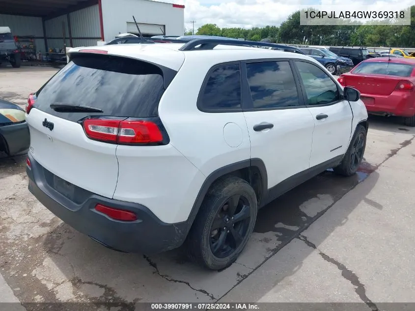 2016 Jeep Cherokee Altitude VIN: 1C4PJLAB4GW369318 Lot: 39907991