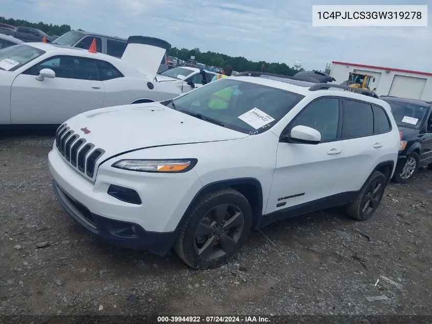 2016 Jeep Cherokee 75Th Anniversary VIN: 1C4PJLCS3GW319278 Lot: 39944922