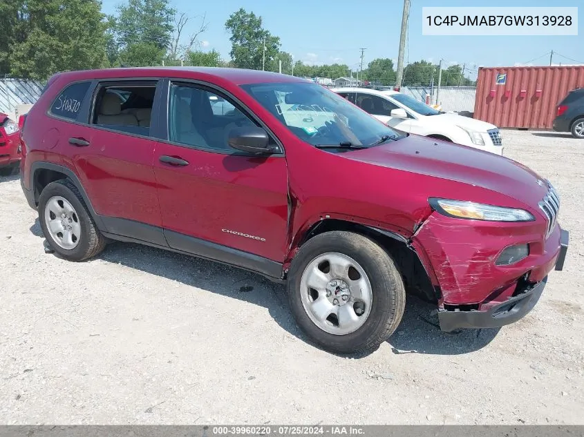 2016 Jeep Cherokee Sport VIN: 1C4PJMAB7GW313928 Lot: 39960220