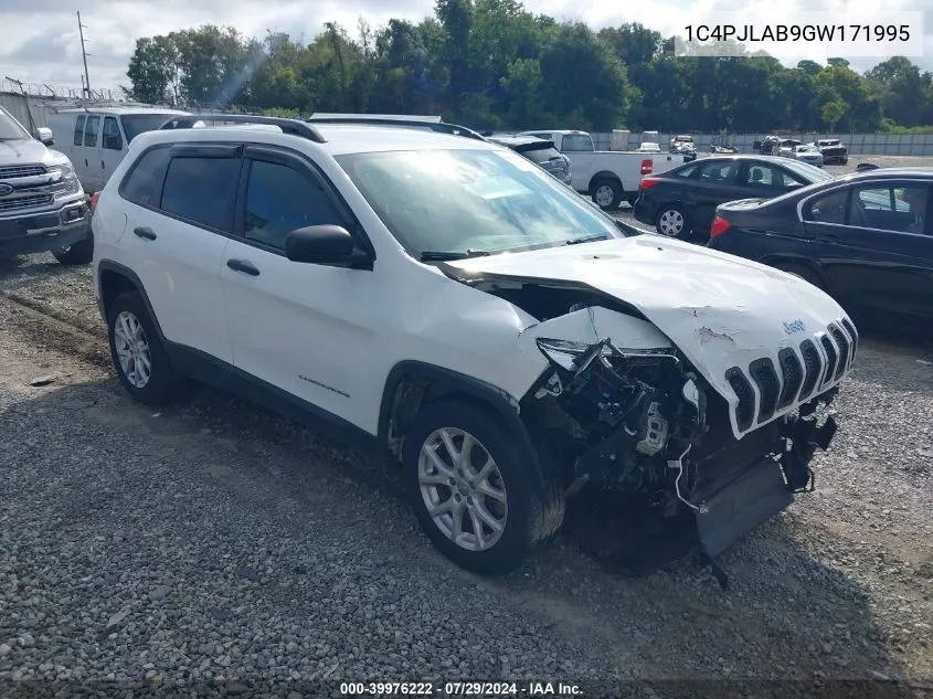 2016 Jeep Cherokee Sport VIN: 1C4PJLAB9GW171995 Lot: 39976222